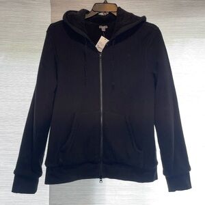 VINCE BLACK SHERPA LINED HOODIE THERMAL WAFFLE FULL ZIP WINTER JACKET NWT SZ L